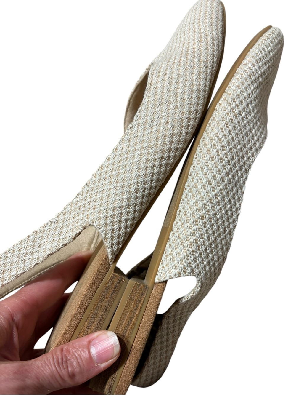 TOMS | Women's Alene Cream Tan Woven Slingback d’Orsay Flats 10 Career Secretary - Picture 16 of 16